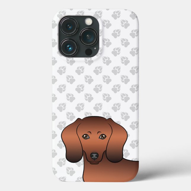 Red Sable Smooth Coat Dachshund Dog Head With Paws Case-Mate iPhone Case (Back)