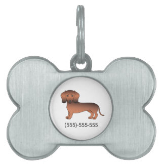 Red Sable Smooth Coat Dachshund Dog &amp; Phone Number Pet ID Tag