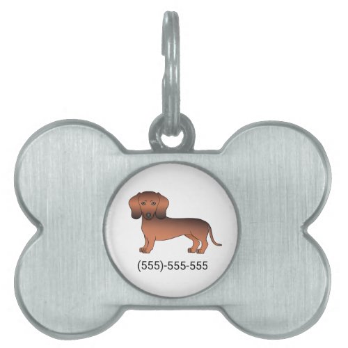 Red Sable Smooth Coat Dachshund Dog  Phone Number Pet ID Tag