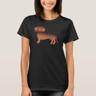 Red Sable Smooth Hair Dachshund Cute Cartoon Dog T-Shirt