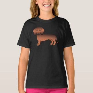 Red Sable Smooth Hair Dachshund Cute Cartoon Dog T-Shirt