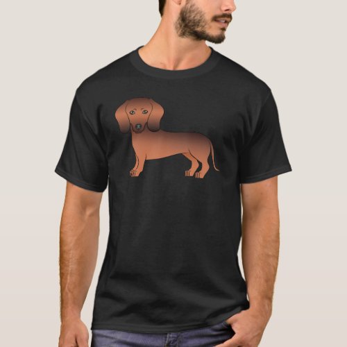 Red Sable Smooth Hair Dachshund Cute Cartoon Dog T_Shirt