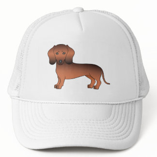 Red Sable Smooth Hair Dachshund Dog Illustration Trucker Hat
