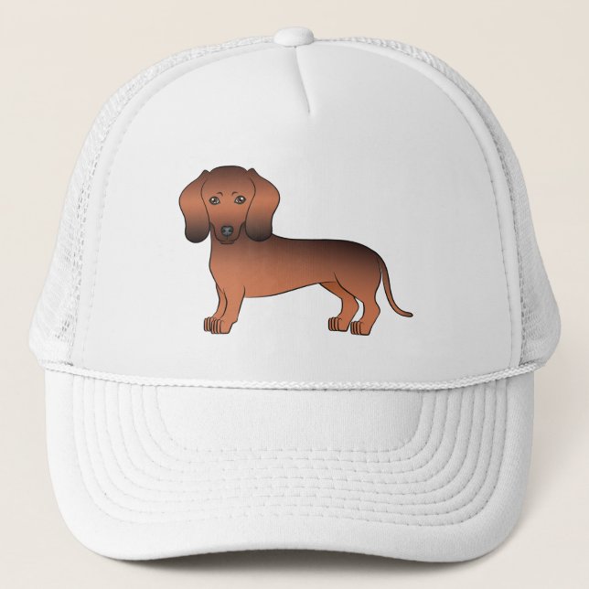 Red Sable Smooth Hair Dachshund Dog Illustration Trucker Hat (Front)