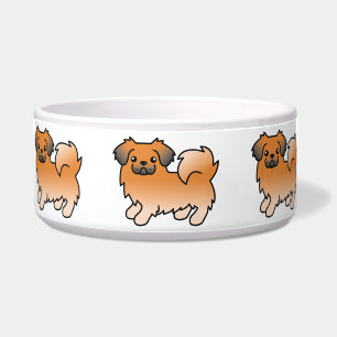 Red Sable Tibetan Spaniel Cartoon Dog Bowl