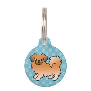Red Sable Tibetan Spaniel Cartoon Dog Pet Name Tag