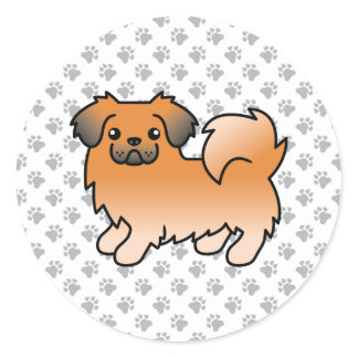Red Sable Tibetan Spaniel Cute Cartoon Dog Classic Round Sticker