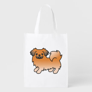 Red Sable Tibetan Spaniel Cute Cartoon Dog Grocery Bag
