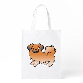 Red Sable Tibetan Spaniel Cute Cartoon Dog Grocery Bag