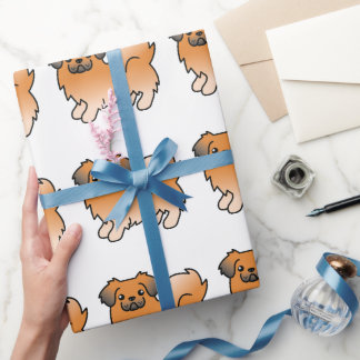 Red Sable Tibetan Spaniel Cute Cartoon Dog Pattern Wrapping Paper