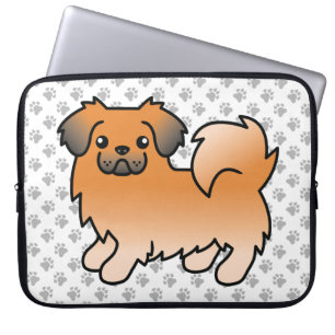 Red Sable Tibetan Spaniel Cute Cartoon Dog & Paws Laptop Sleeve