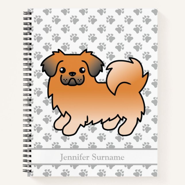 Red Sable Tibetan Spaniel Cute Cartoon Dog & Text Notebook (Front)