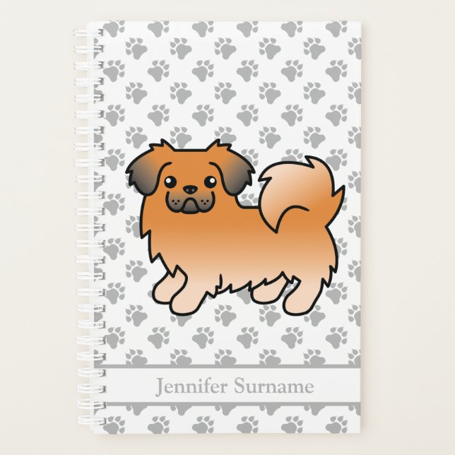 Red Sable Tibetan Spaniel Cute Cartoon Dog & Text Planner (Front)