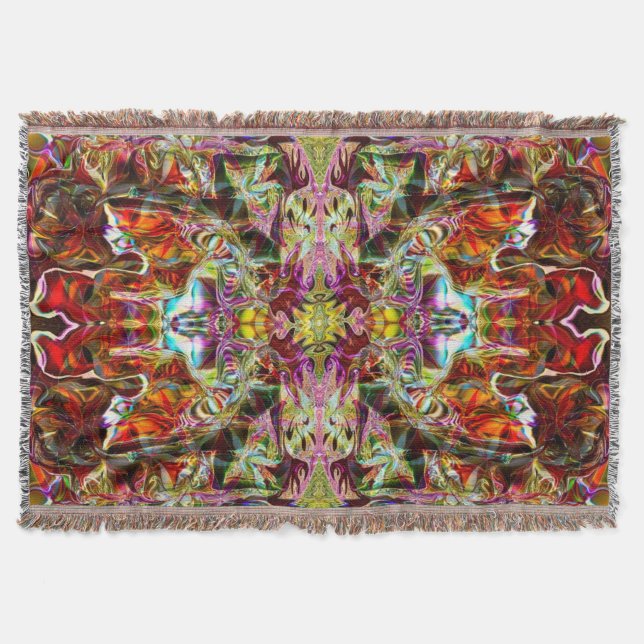 Red Sacred Bridge Yoga Blanket by Deprise (Front)