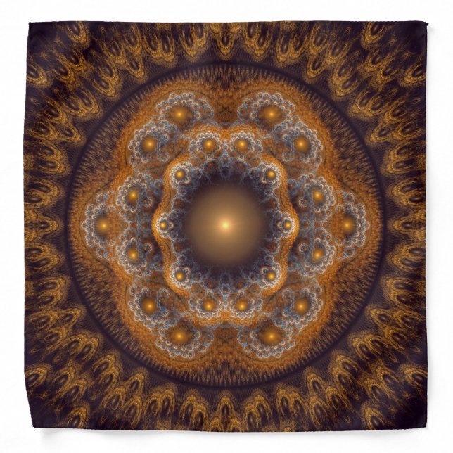 Red sacred bright fractal mandala bandana (Front)