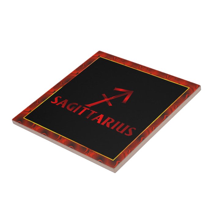 Red Sagittarius Horoscope Symbol Ceramic Tile