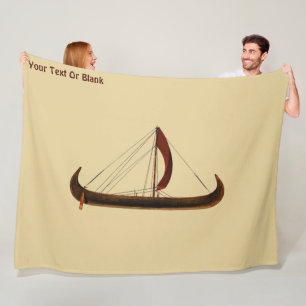 Red Sail Viking Ship Fleece Blanket