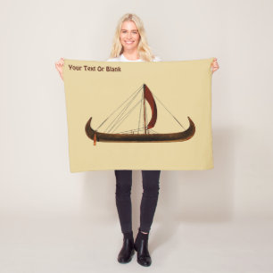 Red Sail Viking Ship Fleece Blanket