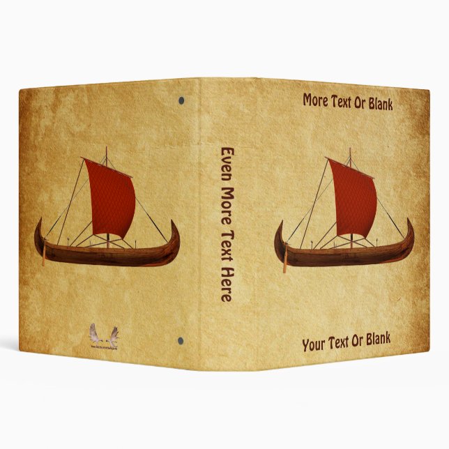 Red Sail Viking Ship II 3 Ring Binder (Background)