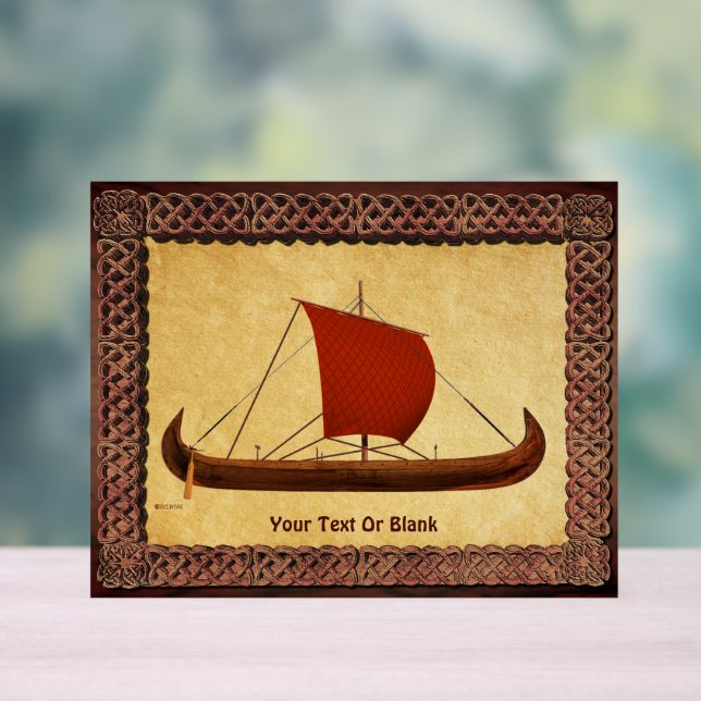 Red Sail Viking Ship II Acrylic Sign (Neutral)