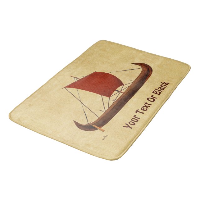 Red Sail Viking Ship II Bath Mat (Angled)
