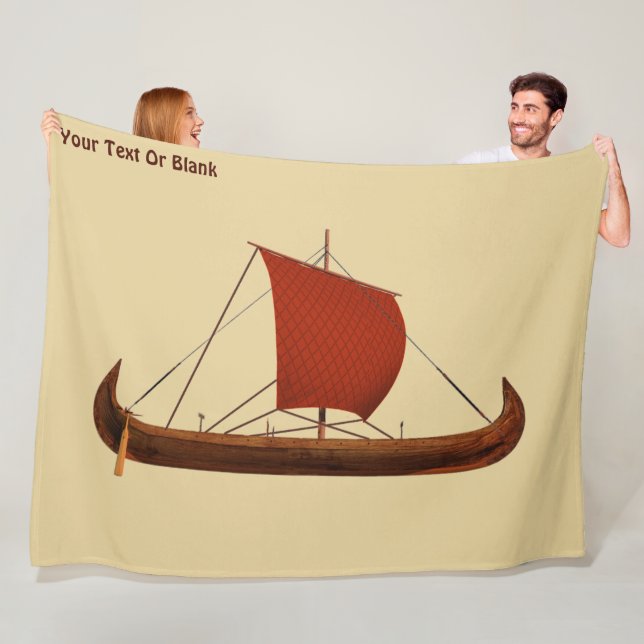 Red Sail Viking Ship II Fleece Blanket (In Situ)