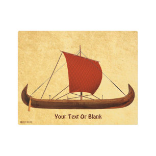 Red Sail Viking Ship II Metal Print