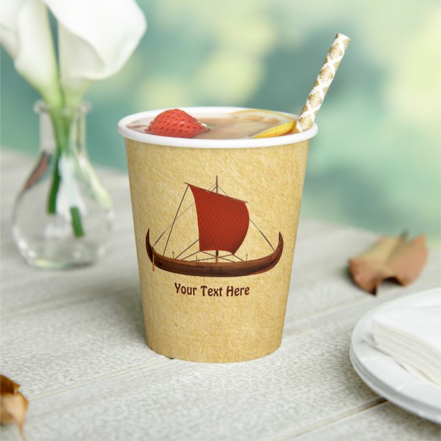 Red Sail Viking Ship II Paper Cups (Insitu)