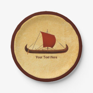 Red Sail Viking Ship II Paper Plates