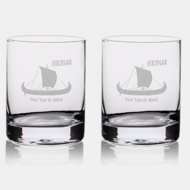 Red Sail Viking Ship II Rocks Glass (Glassware)
