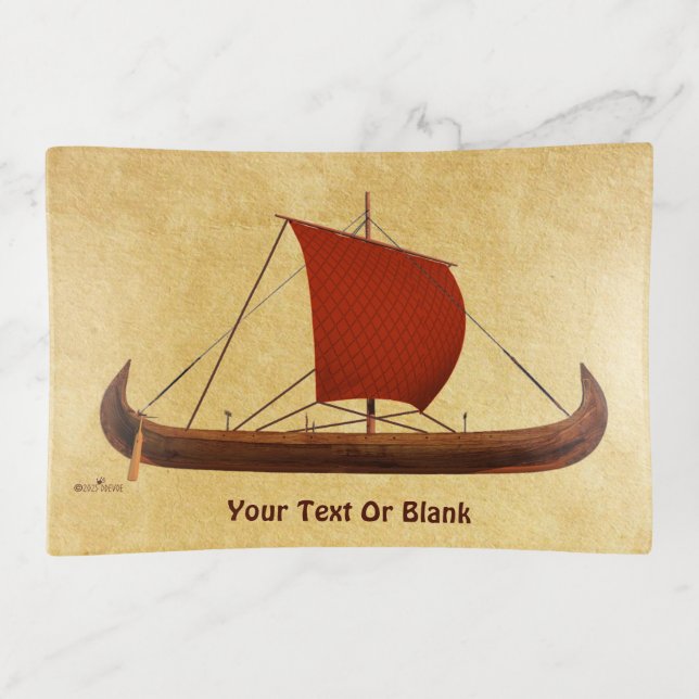 Red Sail Viking Ship II Trinket Tray (Front)