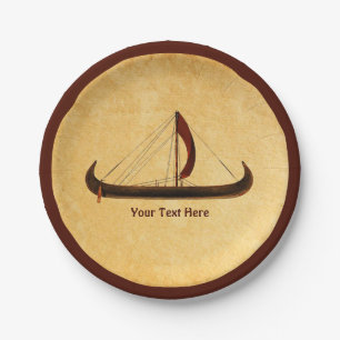 Red Sail Viking Ship Paper Plates
