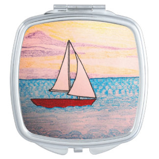 Red Sailboat  Compact Mirror