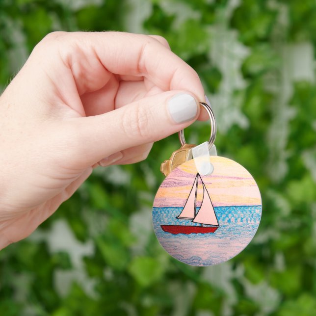 Red Sailboat  Keychain (Hand)