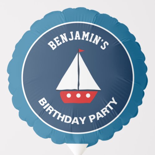 Red Sailboat Nautical Birthday Party Balloon