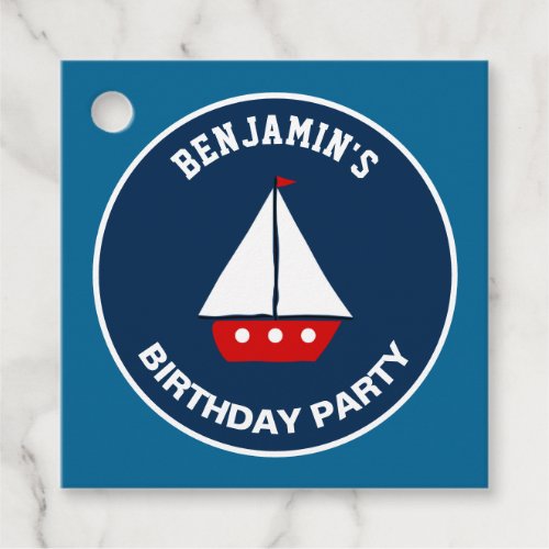 Red Sailboat Nautical Birthday Party Favor Tags