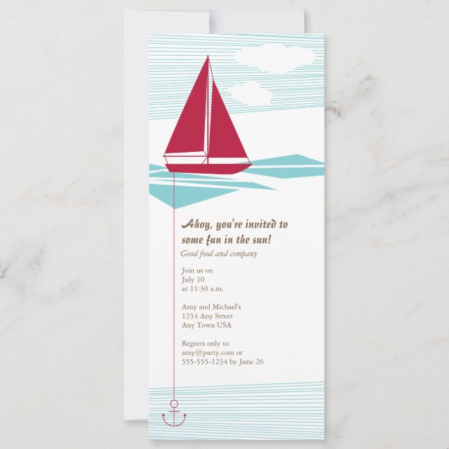 Red Sailboat Party Invite (Front)
