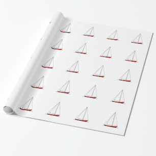 Red Sailboats Wrapping Paper