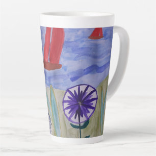 Red Sails & Flowers Latte Mug