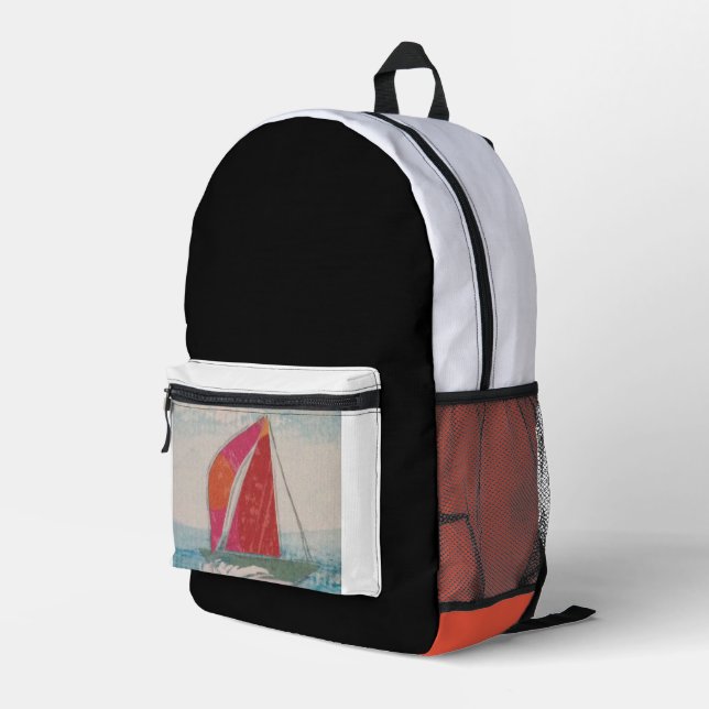 Red Sails Printed Backpack (Back Corner Right)