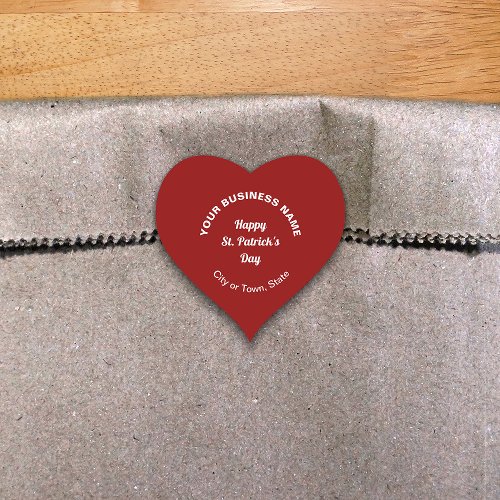 Red Saint Patrick Business Heart Shape Sticker