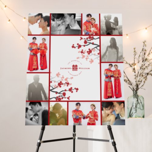 Red Sakura Double Xi Chinese Wedding 12 Photo Foam Board