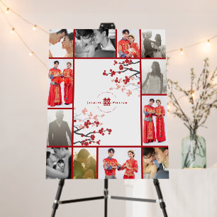Red Sakura Double Xi Chinese Wedding 12 Photo Foam Board