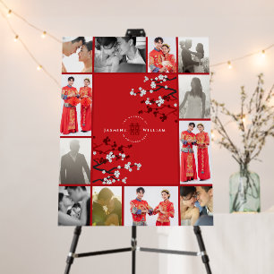 Red Sakura Double Xi Chinese Wedding 12 Photo Foam Board