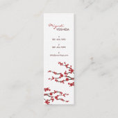 Red Sakura Flowers Cherry Blossoms Chic Asian Zen Mini Business Card (Front)