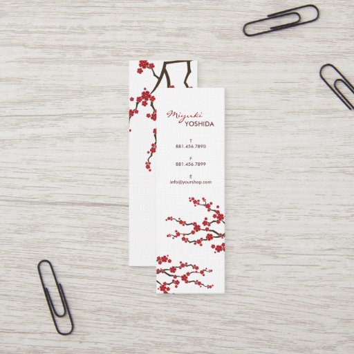 Customizable fatfatin Red Sakuras Oriental Zen Profile Card Business Card