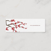 Red Sakura Flowers Cherry Blossoms Chic Asian Zen Mini Business Card (Back)