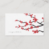 Red Sakura Flowers Oriental Cherry Blossoms Asian Business Card (Back)