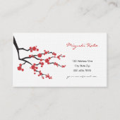 Red Sakura Flowers Oriental Cherry Blossoms Asian Business Card (Front)