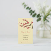Red Sakura Flowers Oriental Chic Cherry Blossoms Business Card (Standing Front)
